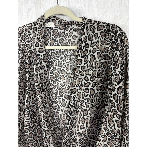 Perch by Blu Pepper Leopard Tie Front Open Cardigan One Size Boho Chic - Picture 3 of 9